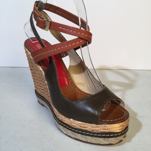 PALOMA BARCELO Platform Leather Wedge Sandals 38 - Picture 2 of 8